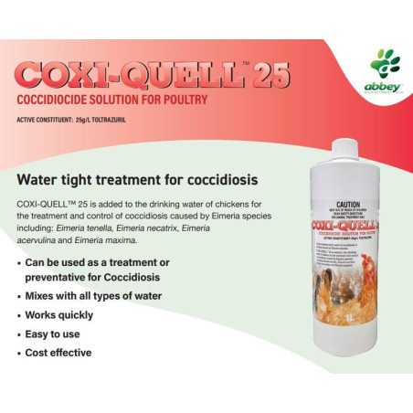 Coxi-Quell 25 Coccidiocide Solution 1L - Coccidiosis